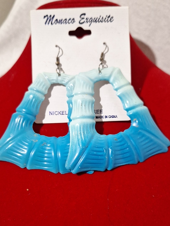 Jewelry - Monaco Exquisite Blue Ombre Bamboo Hoop Earrings